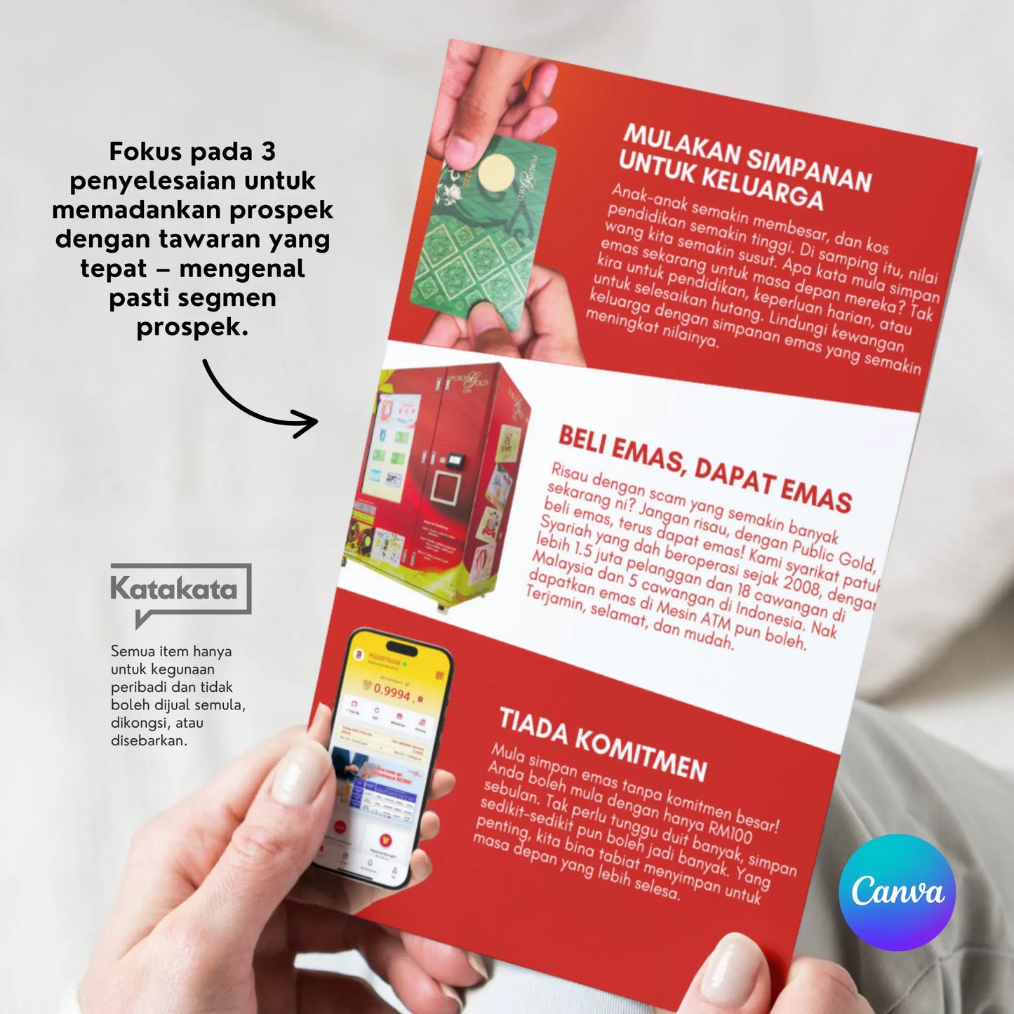 Bi-fold Brochure - Miliki Emas Sekarang, Mudah dan Selamat